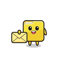 cartoon illustration of folder holding a yellow letter