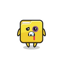 injured folder character with a bruised face