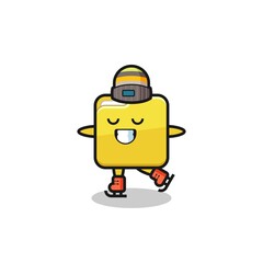 folder cartoon as an ice skating player doing perform