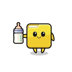 baby folder cartoon character with milk bottle