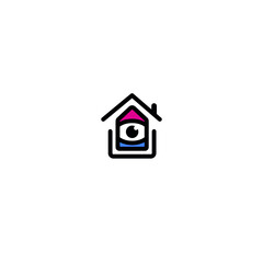 Fototapeta na wymiar Illustration of home with security camera