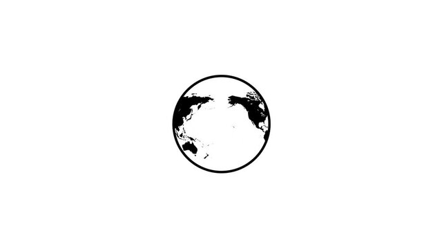 Earth Animated line Icon. 4k Animated Icon to Improve Project and Explainer Video. 4k Planet Earth Rendered. Flat design spinning Earth isolated on white. Animation of planet Earth