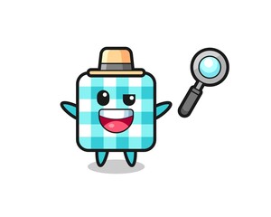 illustration of the checkered tablecloth mascot as a detective who manages to solve a case