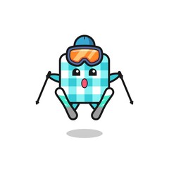 Fototapeta premium checkered tablecloth mascot character as a ski player
