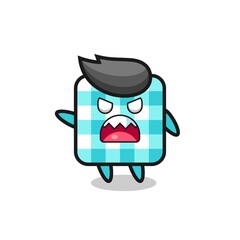 cute checkered tablecloth cartoon in a very angry pose