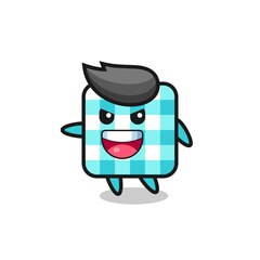 checkered tablecloth cartoon with very excited pose