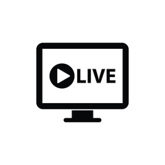 live icon vector red button. Live streaming icon. 