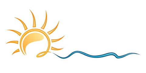 Fototapeta premium Sun and Blue Wave Symbol. 