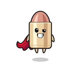 the cute bullet character as a flying superhero