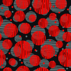 naadloze patroon rode en grijze cirkel met zwarte achtergrond