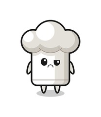 the mascot of the chef hat with sceptical face