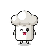 cute chef hat character in sweet expression while sticking out her tongue