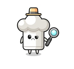 the mascot of cute chef hat as a detective