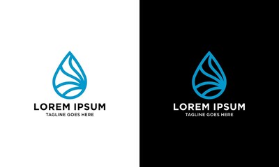 Water drop Logo design vector Template Linear style. Blue Drops Line Aqua Icon Logotype