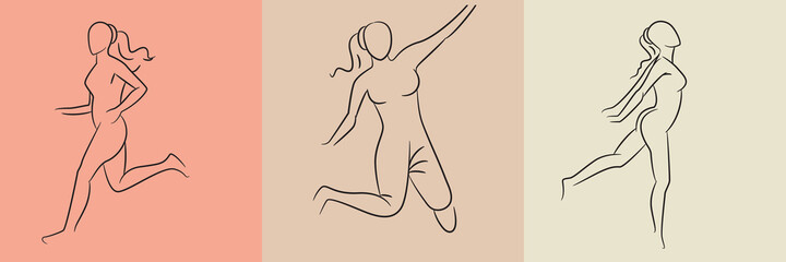 sketch and hand drawn woman pose set illustration