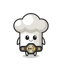the MMA fighter chef hat mascot with a belt