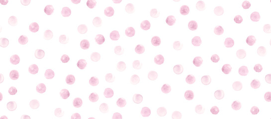 Seamless Rose Watercolor Circles. Rounds Texture. Graphic Spots Illustration. Art Pink Watercolor Circles. Grunge Brush