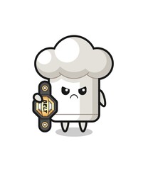 chef hat mascot character as a MMA fighter with the champion belt