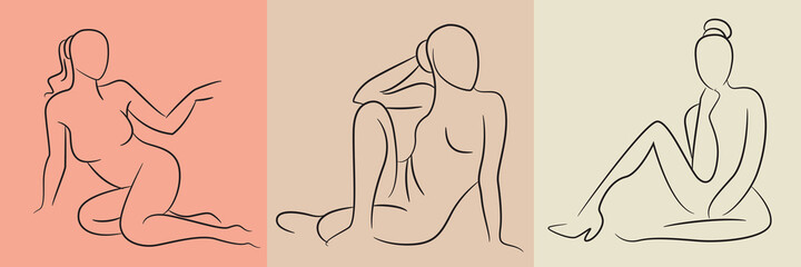 Fototapeta premium sketch and hand drawn woman pose set illustration