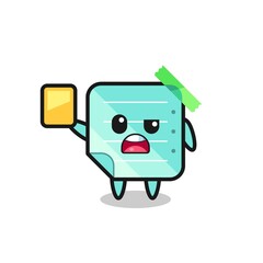 Fototapeta premium cartoon blue sticky notes character as a football referee giving a yellow card