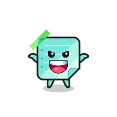 the illustration of cute blue sticky notes doing scare gesture