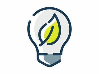 green energy light bulb bio energy single isolated icon with dash or dashed line style