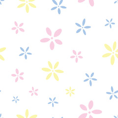 Cute floral pattern, delicate vector flower background.