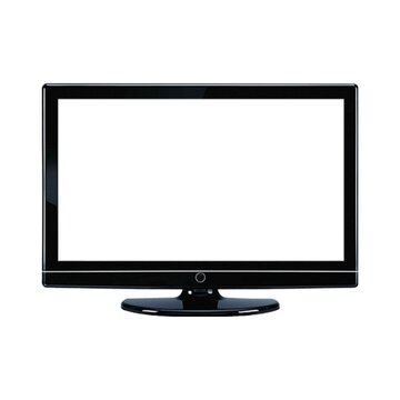 lcd tv monitor with white blank screen isolated on white background