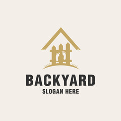 Backyard with foot logo template on monogram style