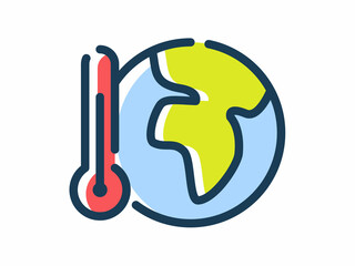 global warming earth weather climate change single isolated icon with dash or dashed line style