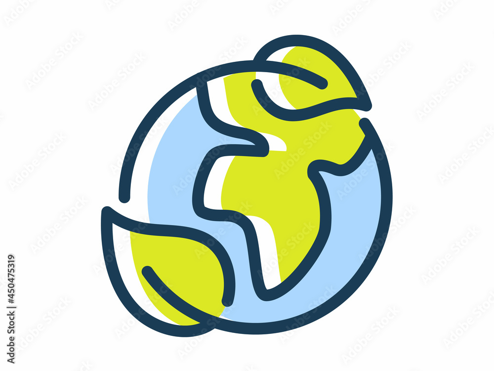 Wall mural save earth's planet nature ecology environment single isolated icon with dash or dashed line style