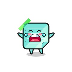 the illustration of crying blue sticky notes cute baby