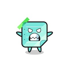 wrathful expression of the blue sticky notes mascot character