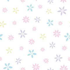 Cute floral pattern, delicate vector flower background.