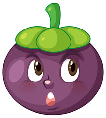 Mangosteen cartoon character with facial expression