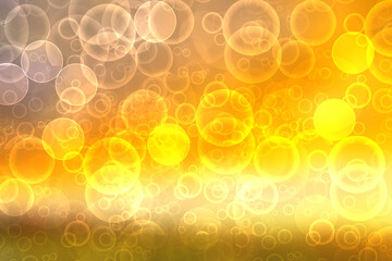 Abstract bright gradient orange yellow gold autumn background texture with sunny lights and bokeh circles. Space for your design. Beautiful orange illustration.