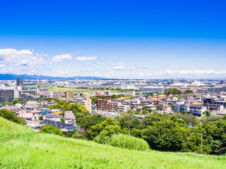 Obraz premium 青空が広がる郊外の住宅地 東京