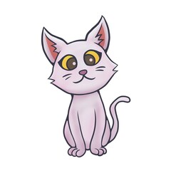Cute cat drawing on white background
