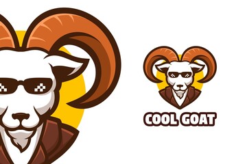 Goat Boss Mascot Logo Illustration