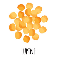 Lupine for template farmer market design, label and packing. Natural energy protein organic super food.