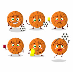 Basketball cartoon character working as a Football referee