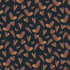Vector seamless abstract design pattern with cute ornamental hearts in dark colors