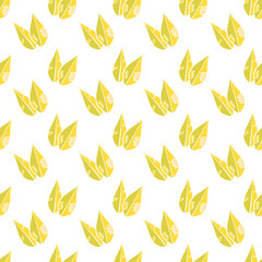 Abstract green leaf seamless pattern vector in Scandinavian style. Plant leaves with cut out shapes. Tropical wallpaper eco background.  Lime yellow botanical design for fabric, paper