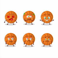 Basketball cartoon in character with nope expression