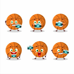 Fototapeta premium Photographer profession emoticon with basketball cartoon character
