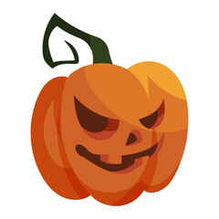 Spooky pumpkin head. Halloween character in cartoon style.