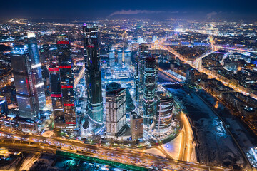 Fototapeta premium Aerial view of the Moscow International Business Center