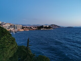 Fototapeta premium Beautiful evening view of the city skyline. Kusadasi, Turkey