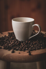 cup of coffee and coffee beans