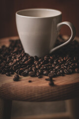 cup of coffee and coffee beans